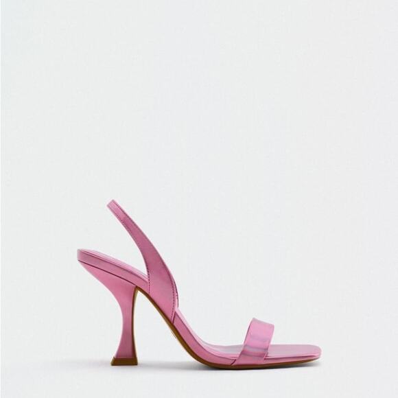 ZARA IRIDESCENT HEELED SANDALS PINK - Picture 2 of 4